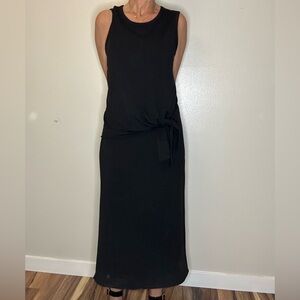 Theory Black Midi Dress with Tie Detail